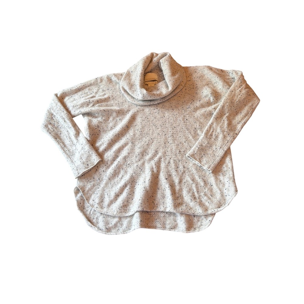 Cynthia Rowley Sweater Oatmeal 100%‎ Cashmere Cowl Neck Speckled High-Low Large